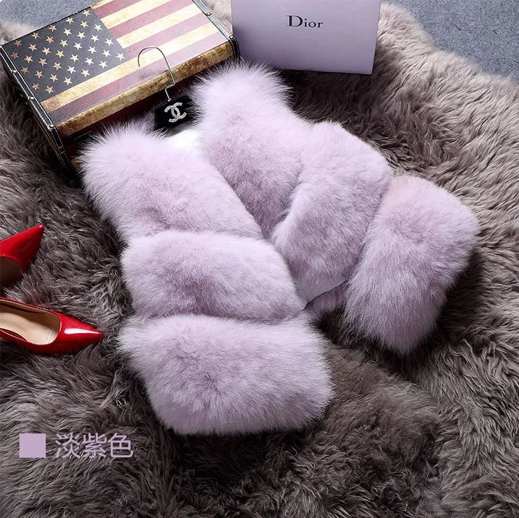 Wholesale Imitation Fox Fur Coat Vest One Piece High Imitation Rex Rabbit Fur Mink