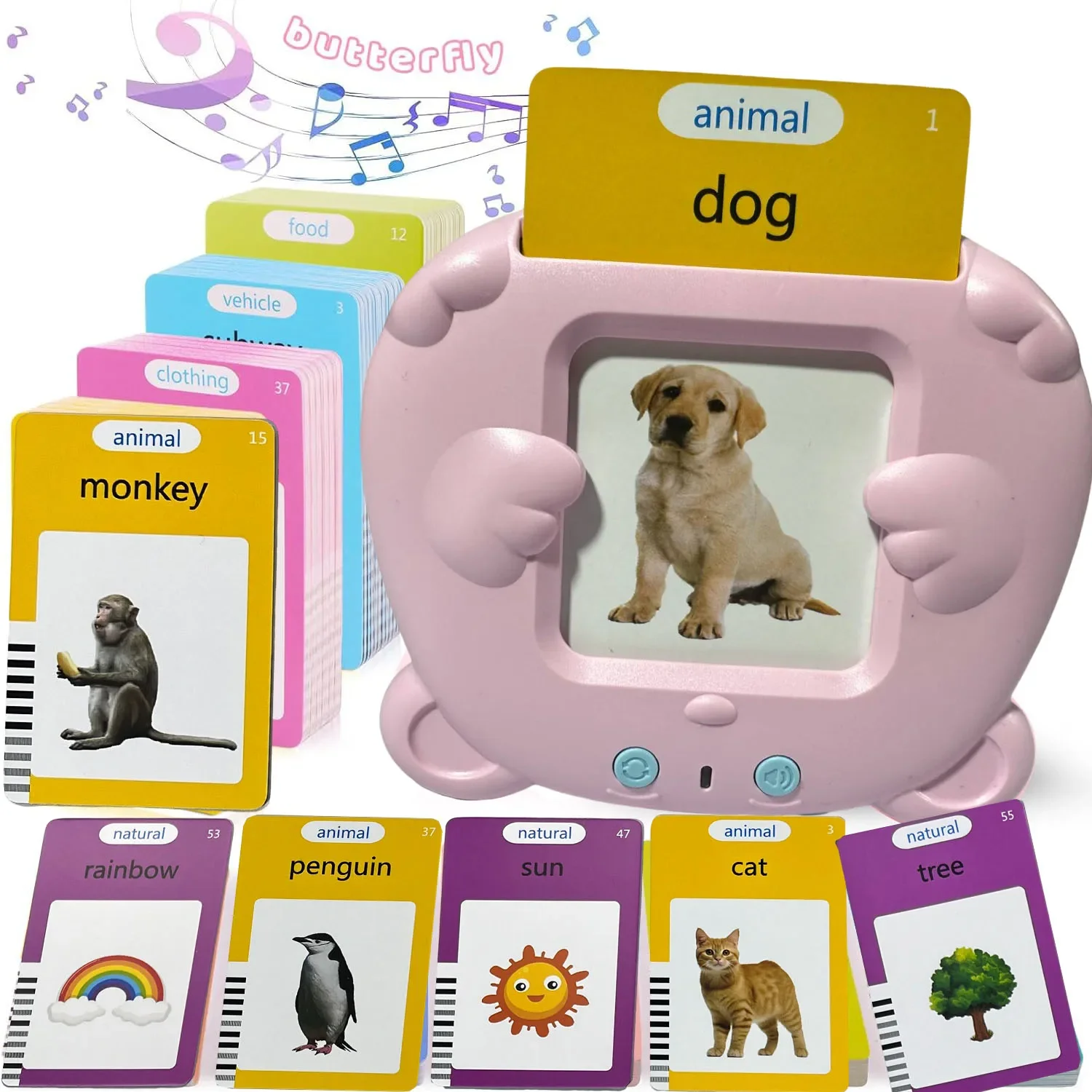 Talking Flash Cards Learning Machine for Kid Early Educational Language Electronic Audio Book Learn English Words Toys 2024