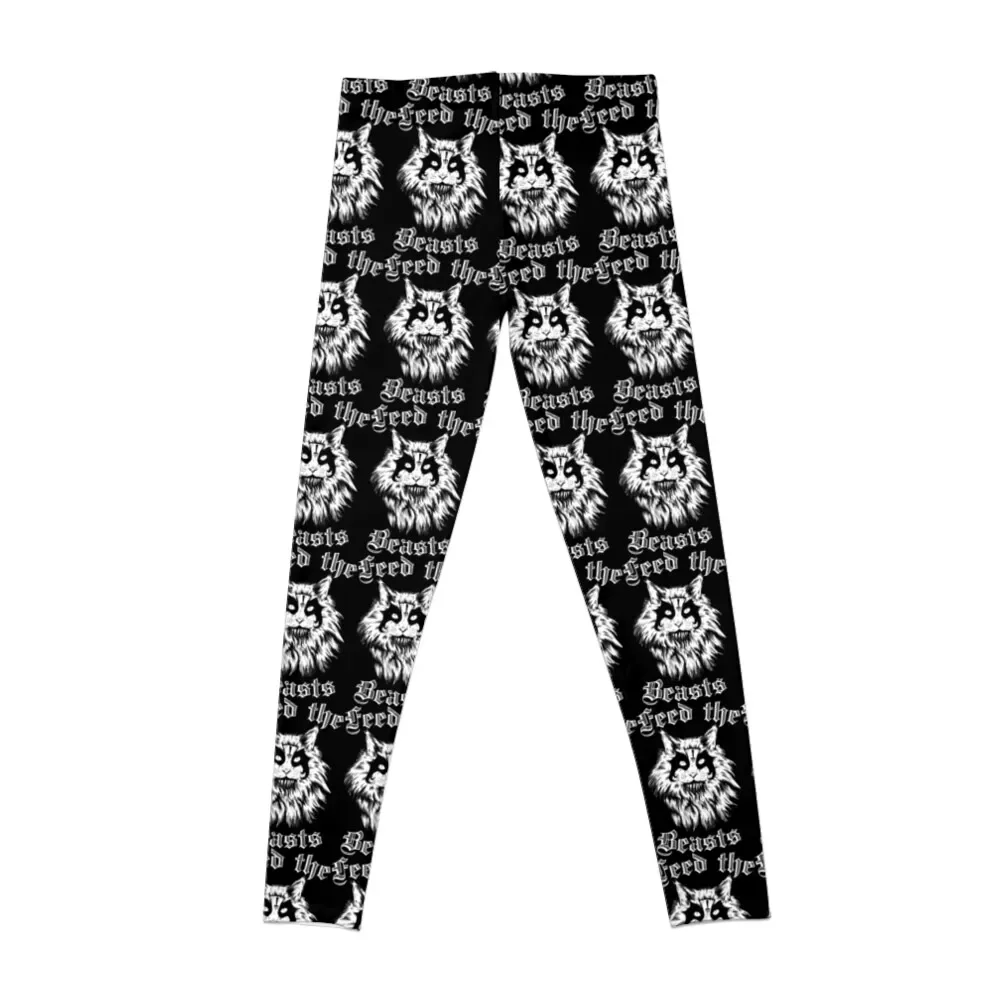 Feed The Beasts (Designed by Jonathan Grimm Art) Proceeds Help Rescue Cats! Leggings exercise clothing for Womens Leggings