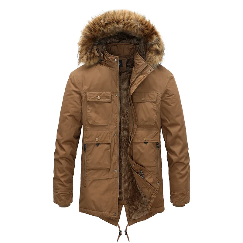 New Winter Men's Mid Length Cotton Jacket with Thickened Warmth and Casual Wear