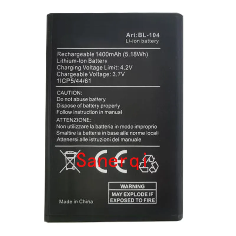 1400mAh 3,7 V BL-104 Сменный аккумулятор для NGM Art BL-104, батареи для сотового телефона
