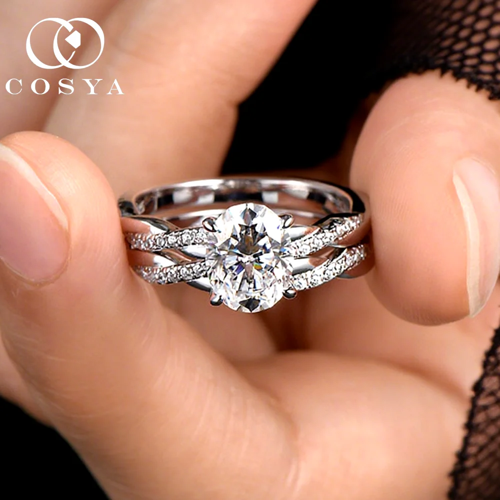 

COSYA 7*9 мм комплект колец с муассанитом овальной огранки, 100% серебро S925, лабораторный бриллиант GRA, свадебное обручальное кольцо для женщин, ювелирное изделие, подарок
