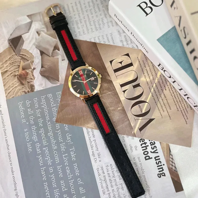 

New Stylish European And Korean Style Retro Leather Strap Watch With Calendar Function, Quartz Movement, Women'S Wristwatch.