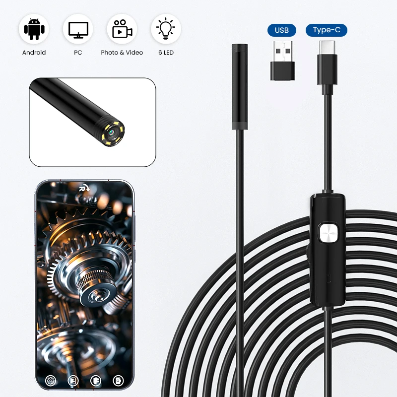 endoscopio-usb-tipo-c-de-8mm-com-camera-720p-para-celulares-android-pc-boroscopio-a-prova-d'Agua-ip67-com-6-leds-para-inspecao-de-tubos-esgotos-carros