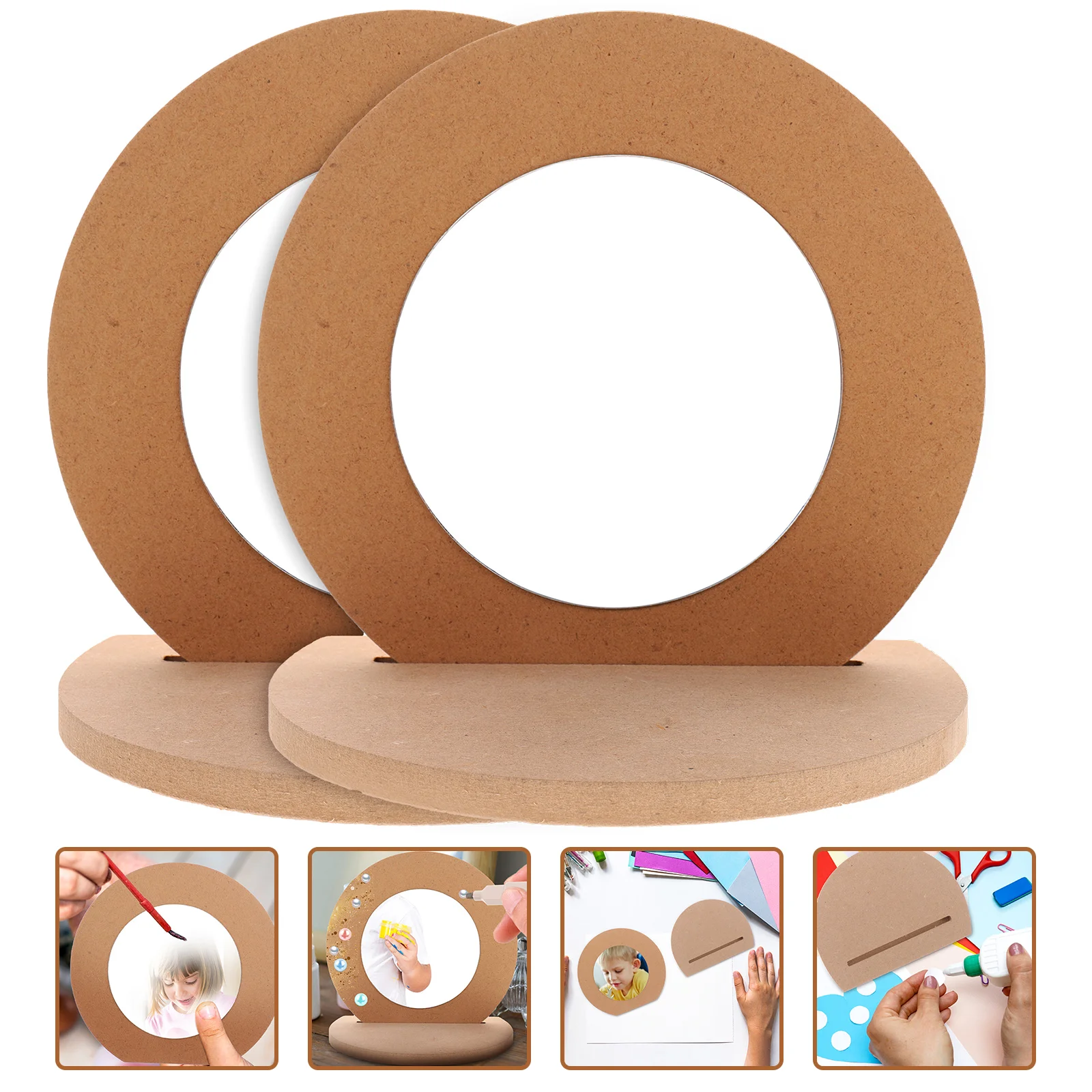 

2pcs Diy Wooden Hand Painting Unfinished Round Tabletop For s Makeup Craft Supply Handmade Unpainted Blank s Mirror Things