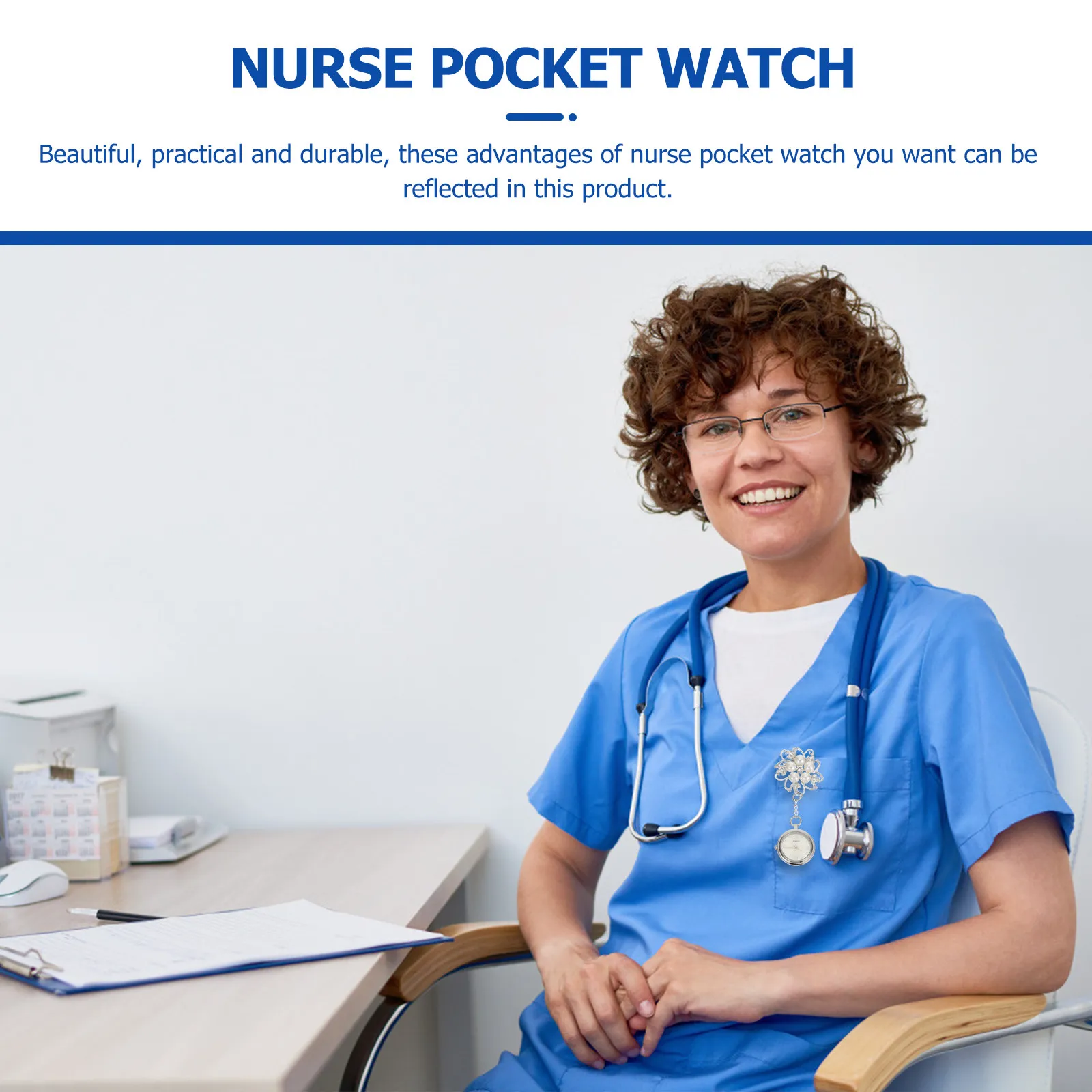 1Pcs Creative Nurse Watch Rhinestone Flower Embellished Pocket Fob Watch for Women Nurses High Quality Accurate Reliable