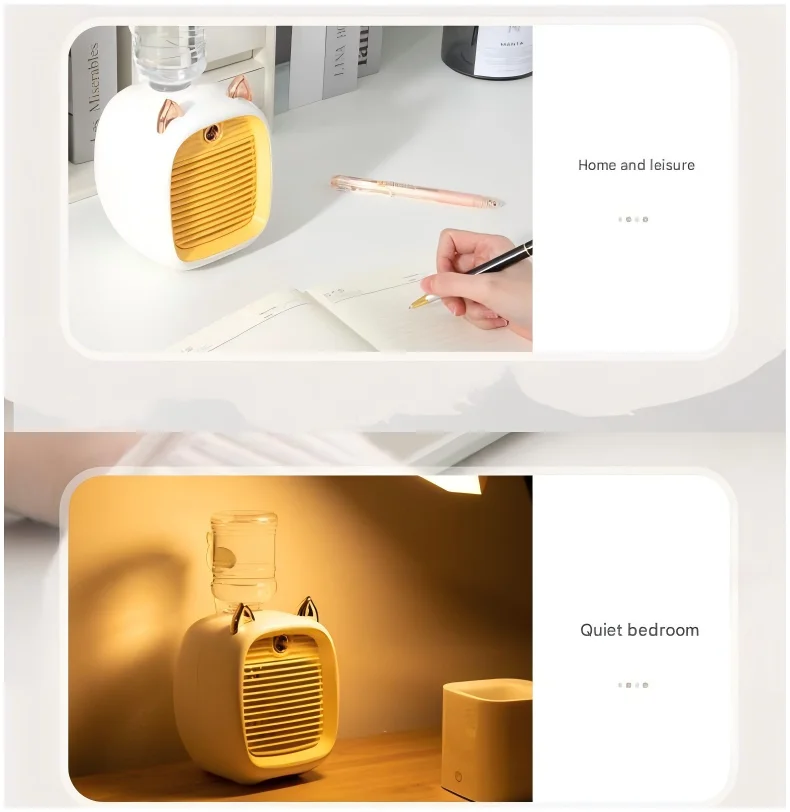 Mini ventilador con pulverizador, ventilador de refrigeración por agua portátil de 3 velocidades con batería de litio recargable, carga USB, Hum de escritorio compacto, 1 ud.