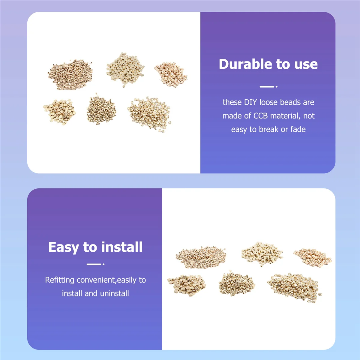 ABQR 1200 pièces ensemble de perles d'espacement pour la fabrication de bijoux de bracelets, boucles d'oreilles, colliers (6 formes différentes)