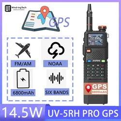 Baofeng UV-5RH Pro GPS Walkie Talkie Multi Band Falling Alarm NOAA One Touch Search Frequency Update UV-5RM Radio 6800mah