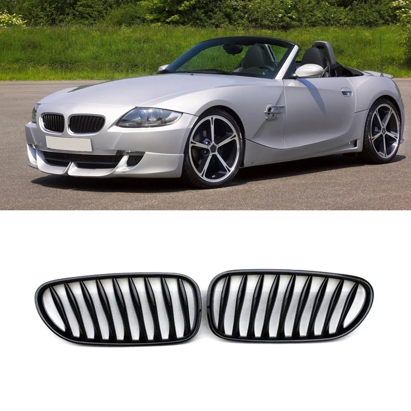 E85 Grille, Front Replacement Kidney Grill for BMW Z Series Z4/E85 2003-2008(Gloss Black)