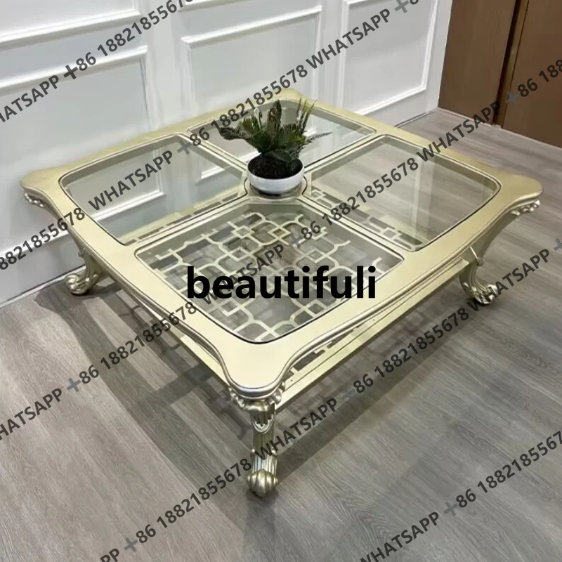 

American light luxury coffee table modern simple living room sofa square table high-end small apartment