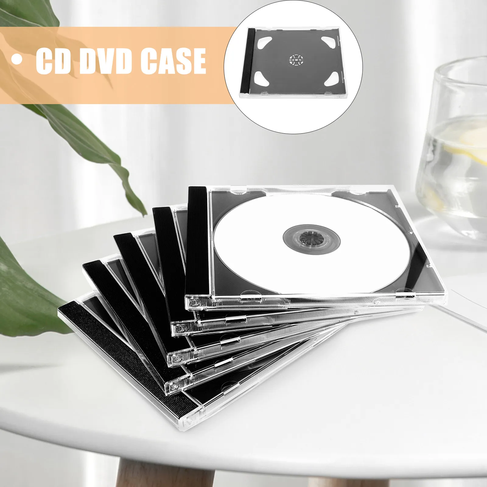 6Pcs Clear Cd Boxes Premium Plastic Disc Storage Case Organizer with Side for Cds Dvds Home Office Use