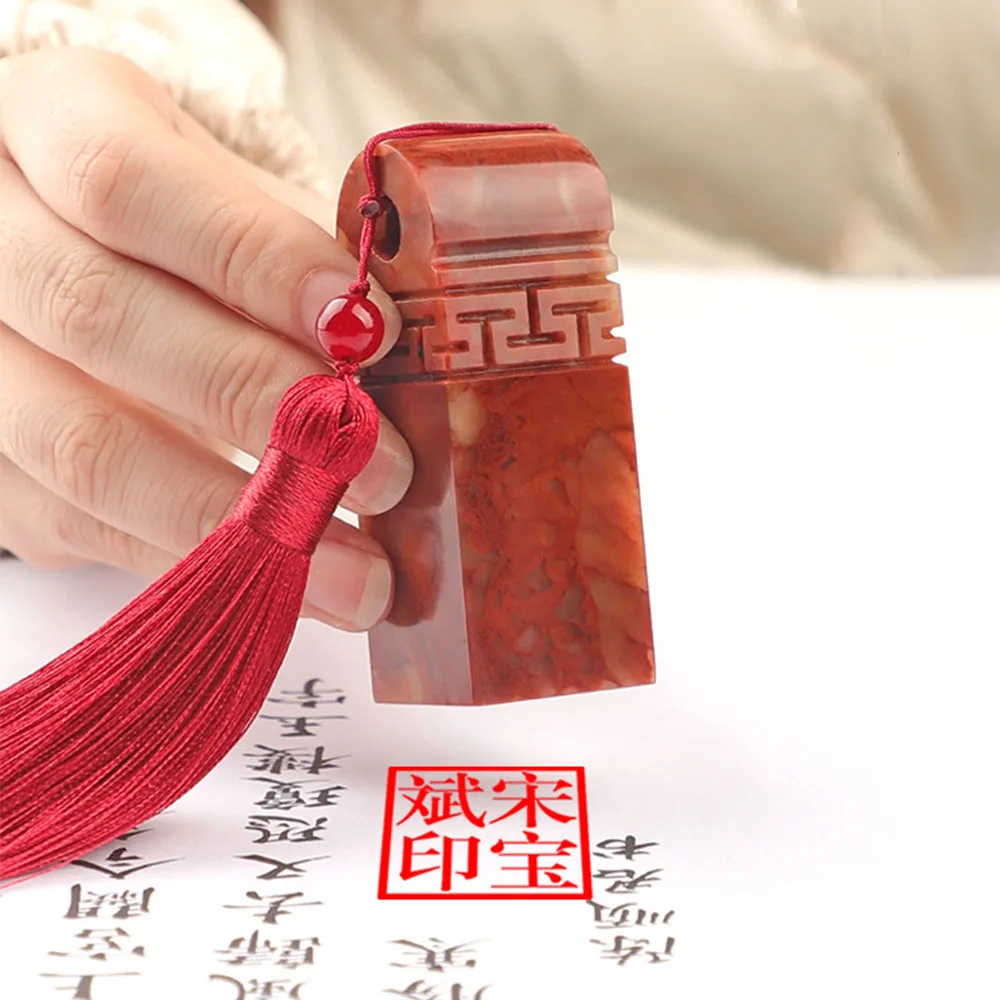 Chinese Name Stamp Customize Calligraphy Painting Stamps Red Shoushan Stone Seal Chop Teacher Name Painter Square Gift Stamps