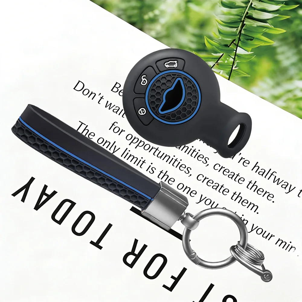 Decorative Circular Honeycomb Key Case, With Keychain, for BMW Mini Cooper R56 R57 R58 Cabrio R60 R61 Clubman Countryman Car Fob