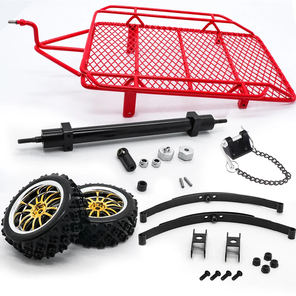 1:10 RC-Anhänger für Traxxas RC4WD SCX10 Metallanhänger, Kletterauto, modifizierter Simulationsanhänger mit 2 Reifen für 1/10 Rc Crawler