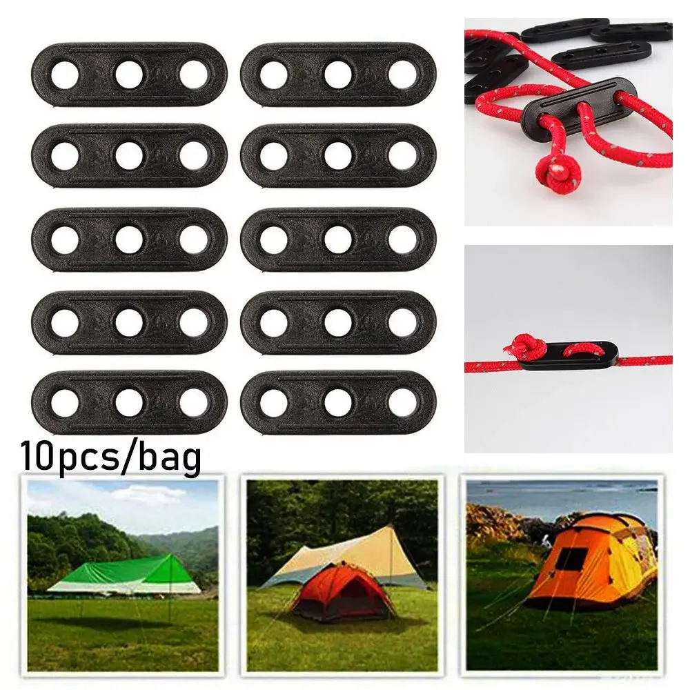 10pcs Plastic 3 Holes Camping Tent Accessory Rope Fastener Tensioner Lock Tightening Hook Wind Ropes Buckle