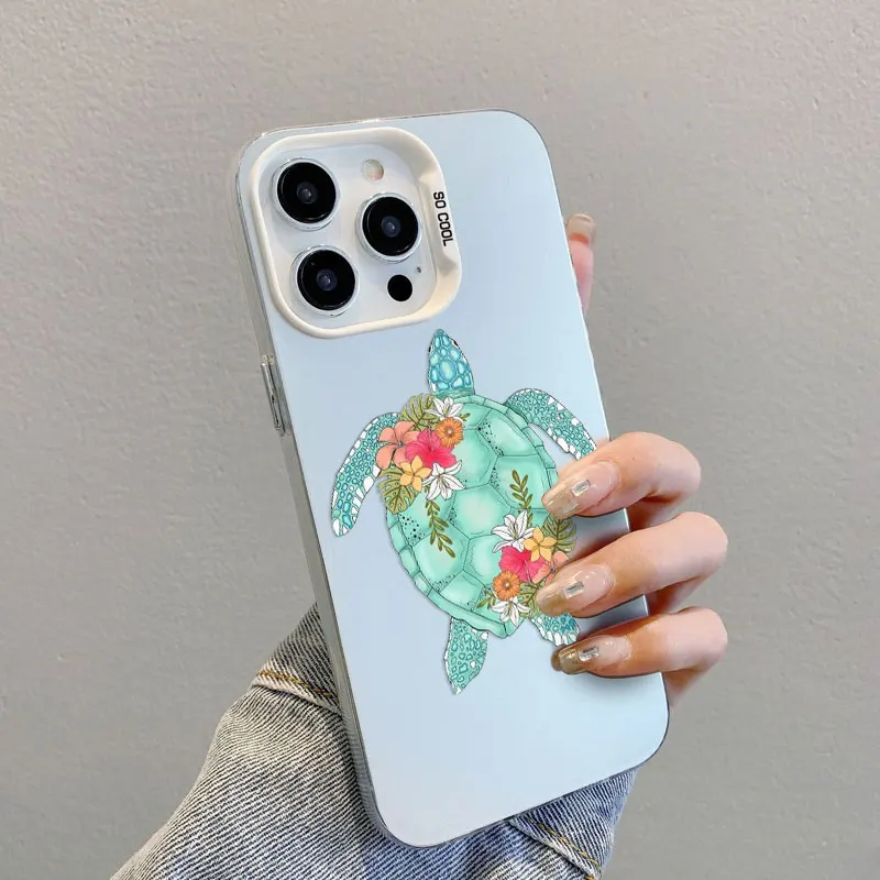 Sea Turtle Cute Marine Organism Laser Phone Case For iPhone 13 Mini 12 11 Pro Max 16 15 14 Pro Max Plus 17 Pro Max Air Covers