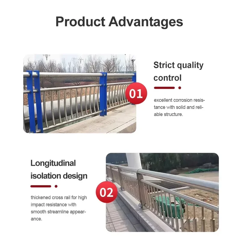 Stainless Steel Anti-Collision Landscape Fence Exterior Road River Balustrades Sky Bridge Handrails Guardrail