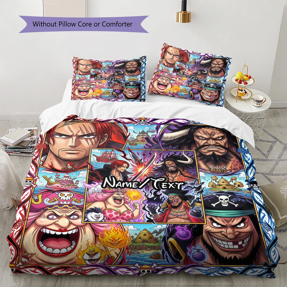 Custom Name One Piece Puzzle  Comfortable Soft Duvet Cover, Sizes Available Print (1 Duvet+2 Pillowcases No Core), Sizes -HE80