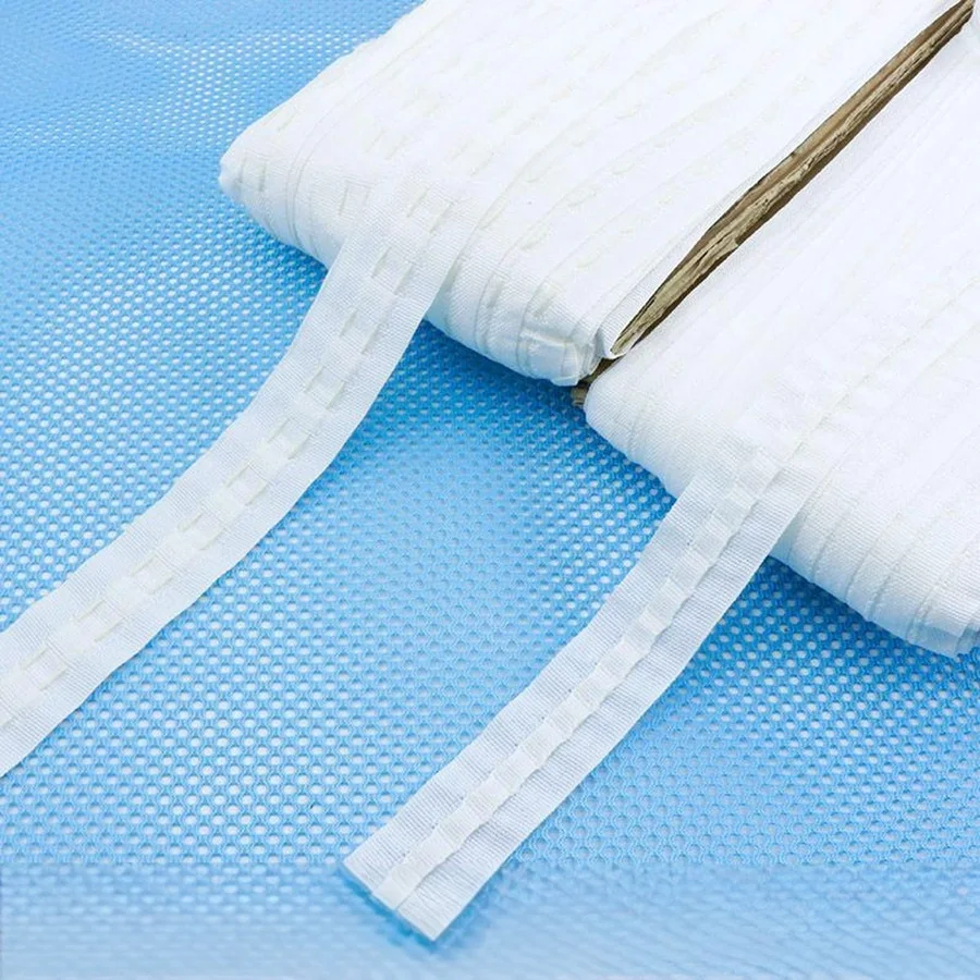Curtain Accessories 32/109Yards White Cloth Belt 2.5cm Curtain Pleated Tape Curtains Eyelets Ring Grommet Top Punching Hook
