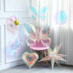 1/2pc Dazzle Transparent Laser Butterfly Balloon 3D Explosive Star Heart Daisy Foil Ball Birthday Party Wedding Baby Shower Deco