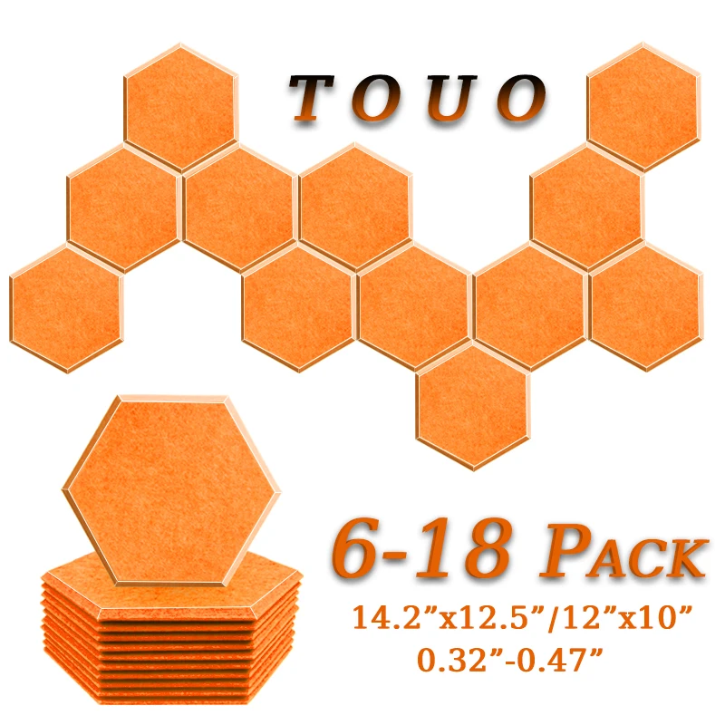 TOUO 6/12/18 Pcs High-Density Acoustic Panel Flame-Retardant Material Sound Absorbing Treatment Studios Acoustic Treatment