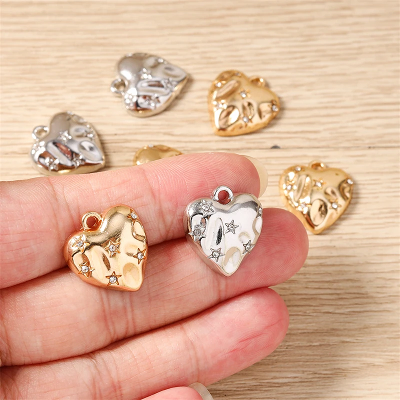 8 Stück 17 x 18 mm niedliche Liebesherz-Anhänger aus Kristalllegierung für die Schmuckherstellung, Halsketten, Ohrringe, Armbänder, DIY-Bastelzubehör – Detail 3