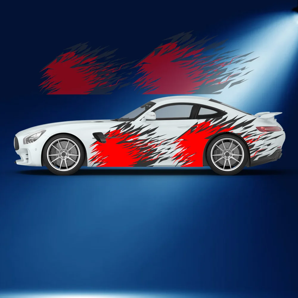 

Irregular Splashing Red Line Car Side Sticker Vinyl Self-adhesive Paper Motorsport Paint Decal Suitable for Truck Suv Decoration