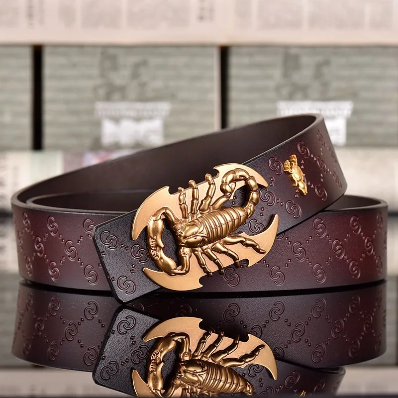 المعادن العقرب شكل ثلاثية الأبعاد مشبك الأحزمة الرجال الجلود الفاخرة العلامة التجارية التلقائي مشبك فاسق حزام الذكور جودة مصمم حزام الحيوان 2025