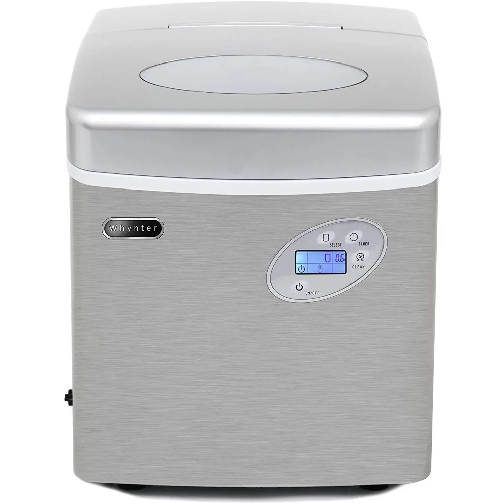 MC-491DC Portable 49lb Capacity Stainless Steel with Water Connection Ice Makers, One Size