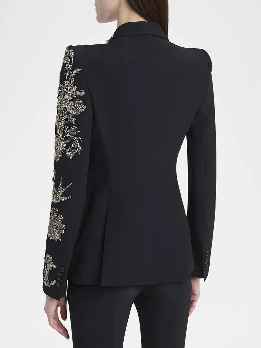 Elegant Floral Embroidered Jacket Women's Luxury Chinese Style Suiting Outerwear Long Sleeve Formal Top with Beads