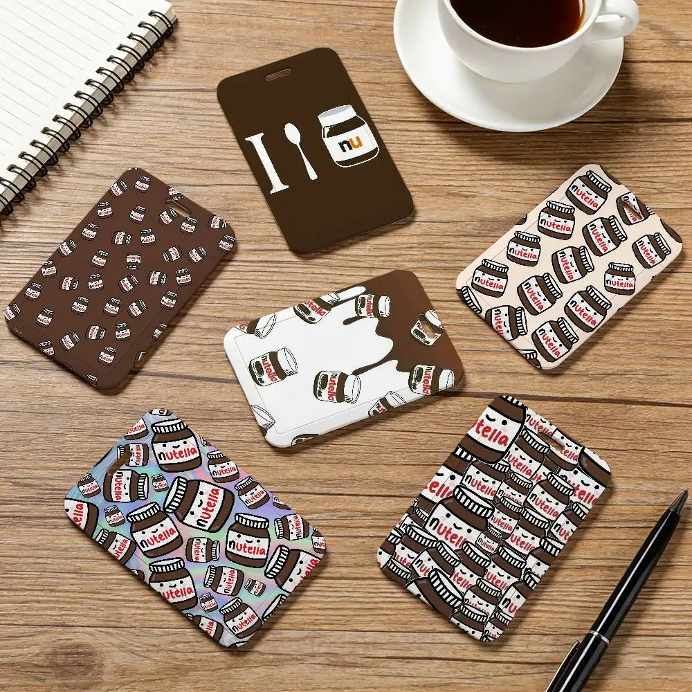 Modischer N-Nutella-Kartenhalter mit Umhängeband, Firmenmitarbeiterausweis, Unisex-ID-Namenskartenhalter, Bürobedarf