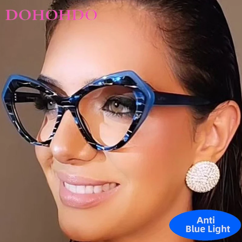 

Trendy Brand Designers Big Cat Eye Blue Light Blocking Glasses Women Men Optical Spectacle Protection Computer Eyeglasses Очки