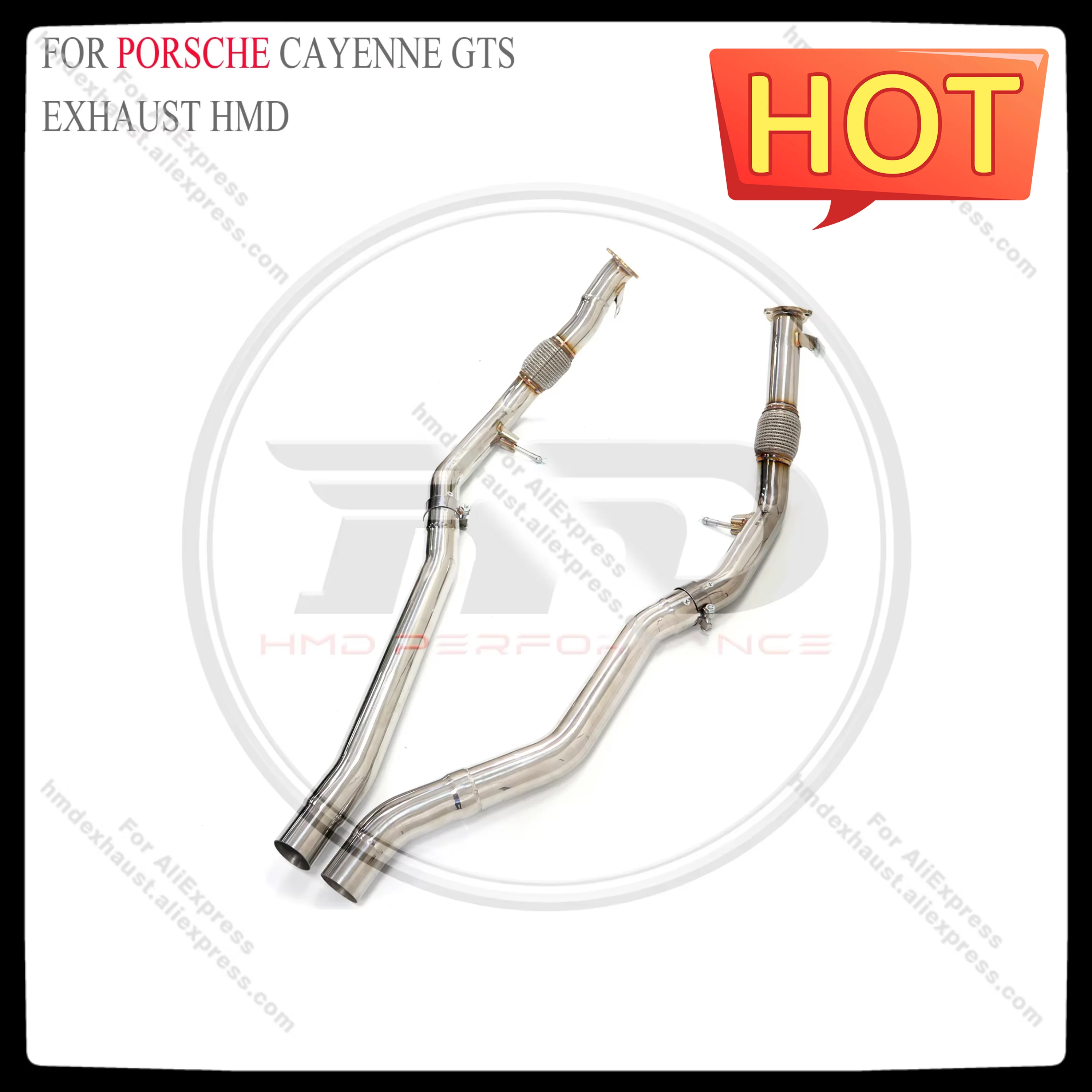 

HMD Stainless steel Exhaust System Sport Middle Pipe for Porsche Cayenne GTS Upgrade Turbo S Middle Pipe