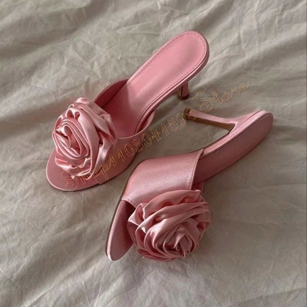 

Pink Peep Toe Roses Decor Slippers Stilettos High Heels High Heel Shoes for Women Sexy Heels Sexy Shoes 2024 Zapatos Para Mujere