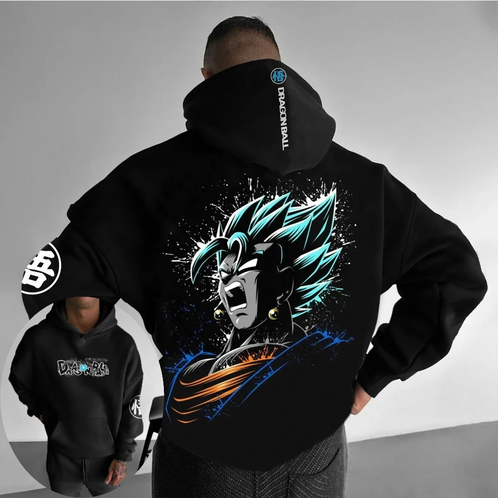 Męska bluza z kapturem Dragon Ball Son Goku, japońskie anime, wiosenno-jesienna, chłopięca, z długim rękawem, styl Y2k, odzież dla rodziców i dzieci.