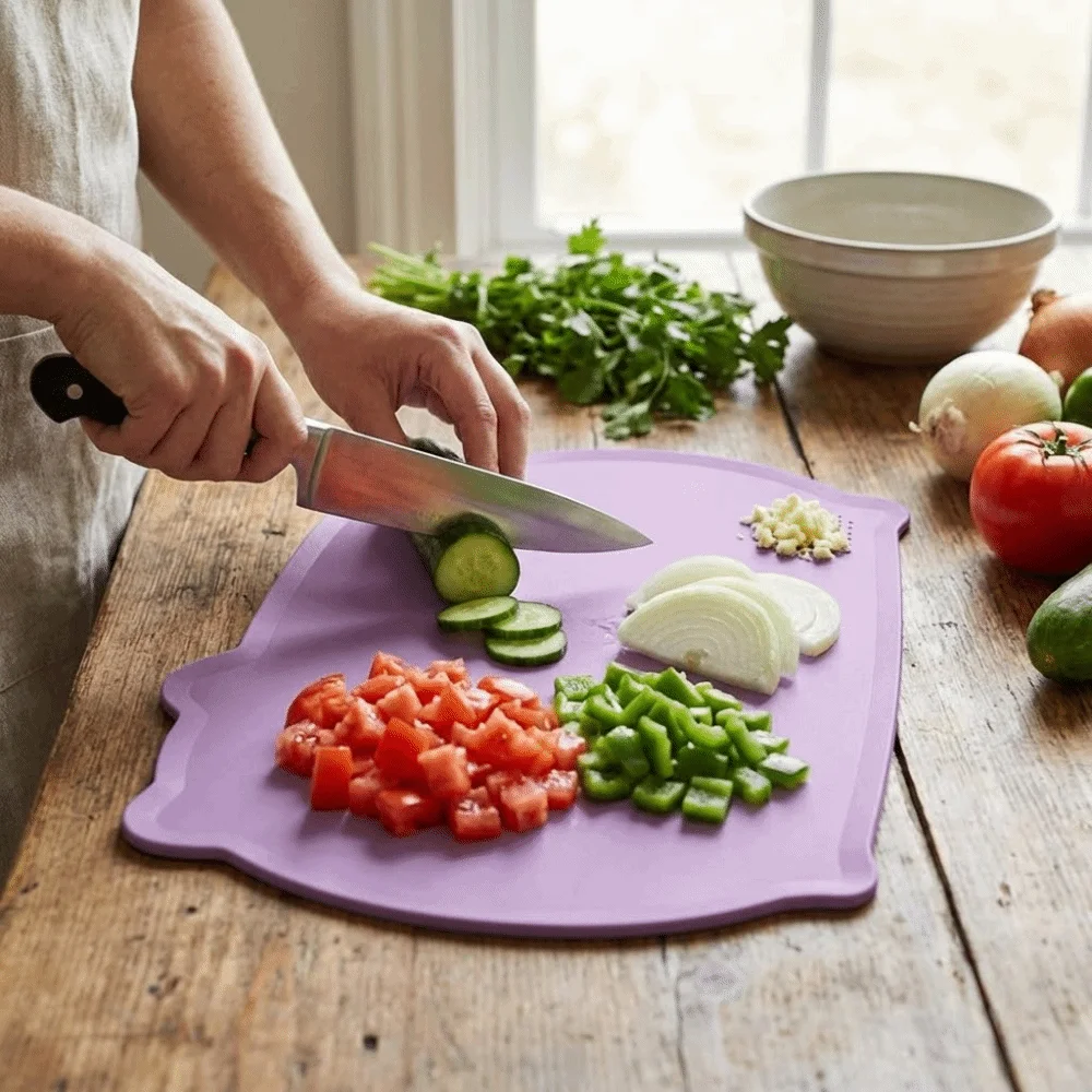 Convenient Non-Slip Anti-Mildew Cutting Board Double-Sided Soft Fruit Cutting Board Thickened Hangable Chopping Board Restaurant