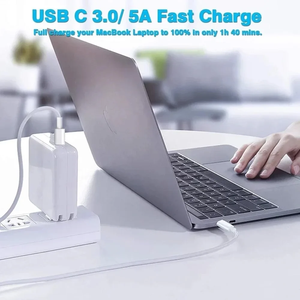 YP-Chargeur Rapide USB C pour Ordinateur Portable, Adaptateur Secteur pour Apple Macbook Pro Air Dallas M2 12/13/140 Pouces, 30W, 61W, 67W, 87W,