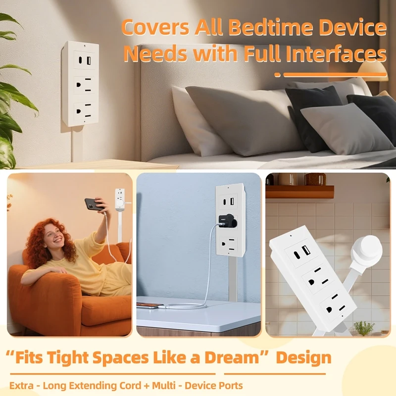 Electrical Outlet Extender Adjustable Length EU US Plug Stretchable Wall Plug Power Strop Outlets 180° Rotate Retractable Socket view 3