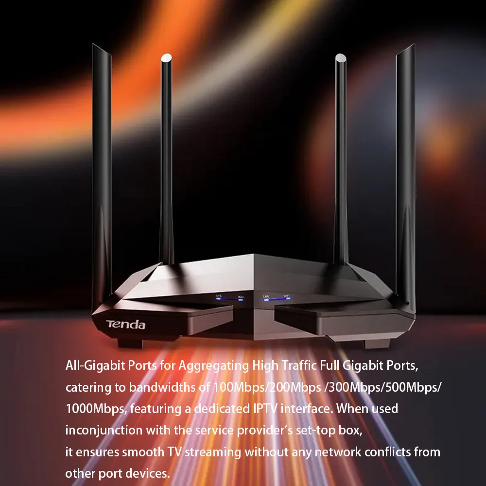 Tenda Router AC10 Gigabit Version 2.4GHz 5GHz WiFi 1167Mbps WiFi Repeater 128MB DDR3 High Gain 4 Antennas Network Extender