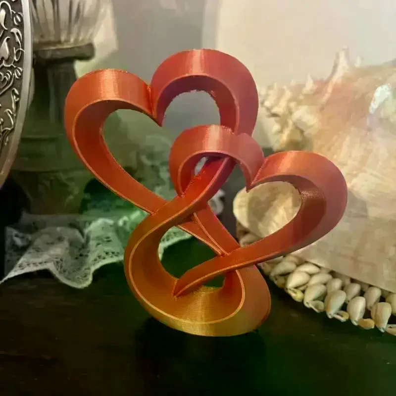 Anniversary Gifts 3D Printed Double Heart Ornament Sweet Lovers Gifts Car Interior Ornament Creative Hollow Heart Wedding Gifts