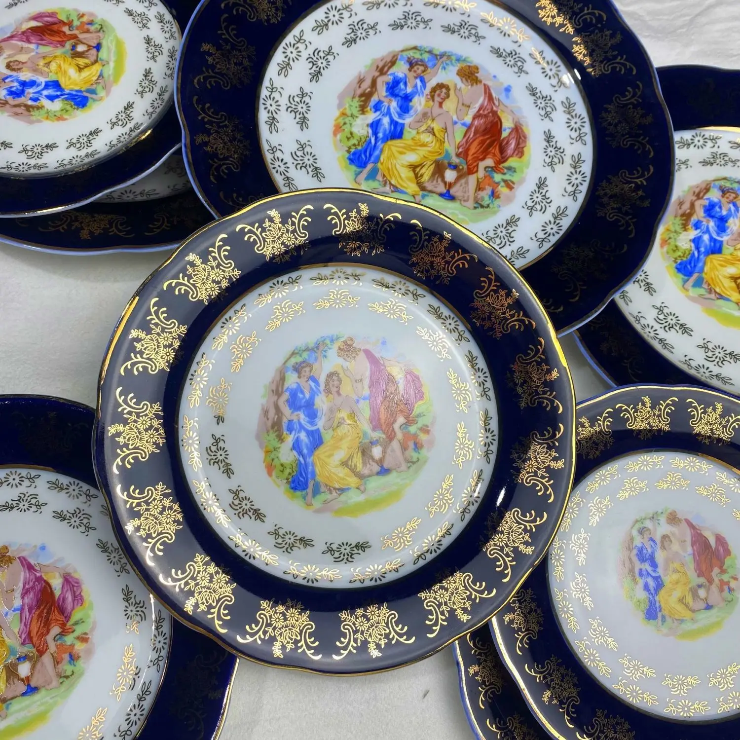 Porcelain Tableware Phnom Penh Ceramic Plate Retro Foreign Trade Export Luxury Porcelain Foreign Blue Glaze Gold Rice Plate