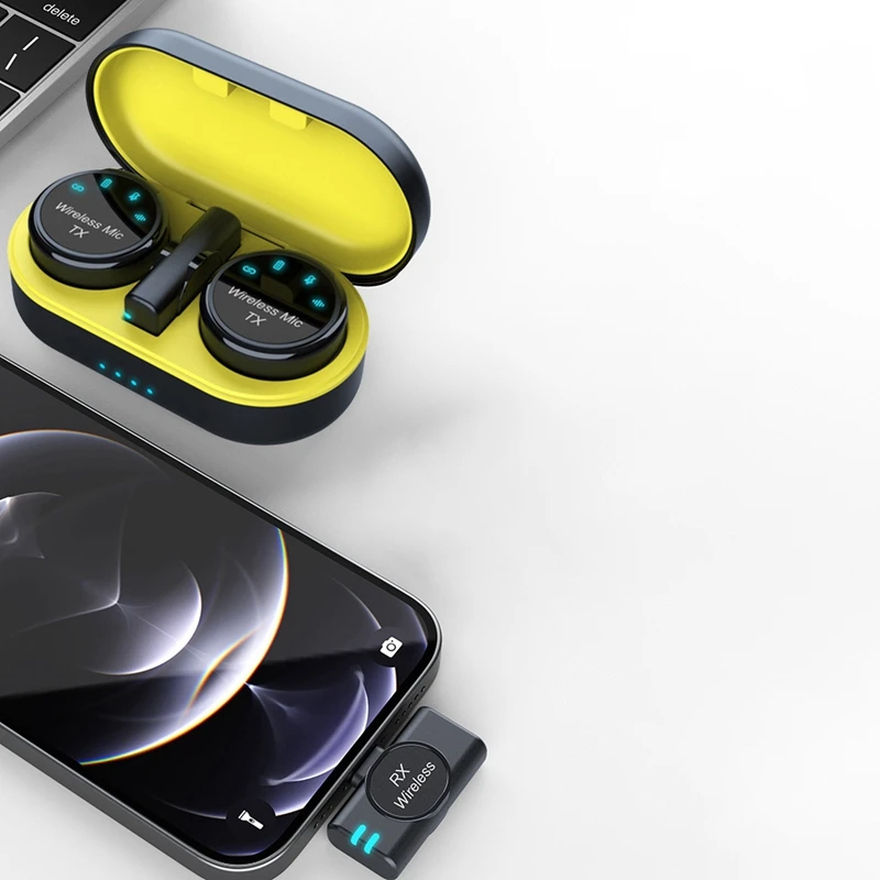 ميكروفون Lavalier لاسلكي مغناطيسي لتسجيل الصوت والفيديو مع علبة شحن