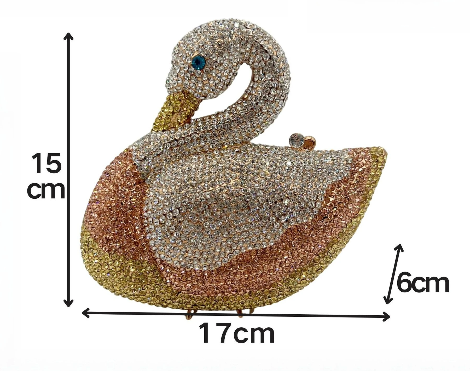 Diamond-encrusted dinner bag animal swan full of diamonds hand holding banquet women's bag new