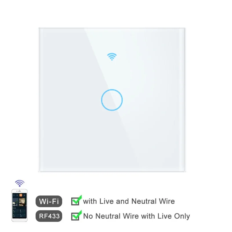 PORK-1 2 3 4 Gang 2 3 Way Wifi RF 433Mhz مصباح جداري ذكي لاسلكي يعمل باللمس مع زر تبديل 220 فولت بدون محايد