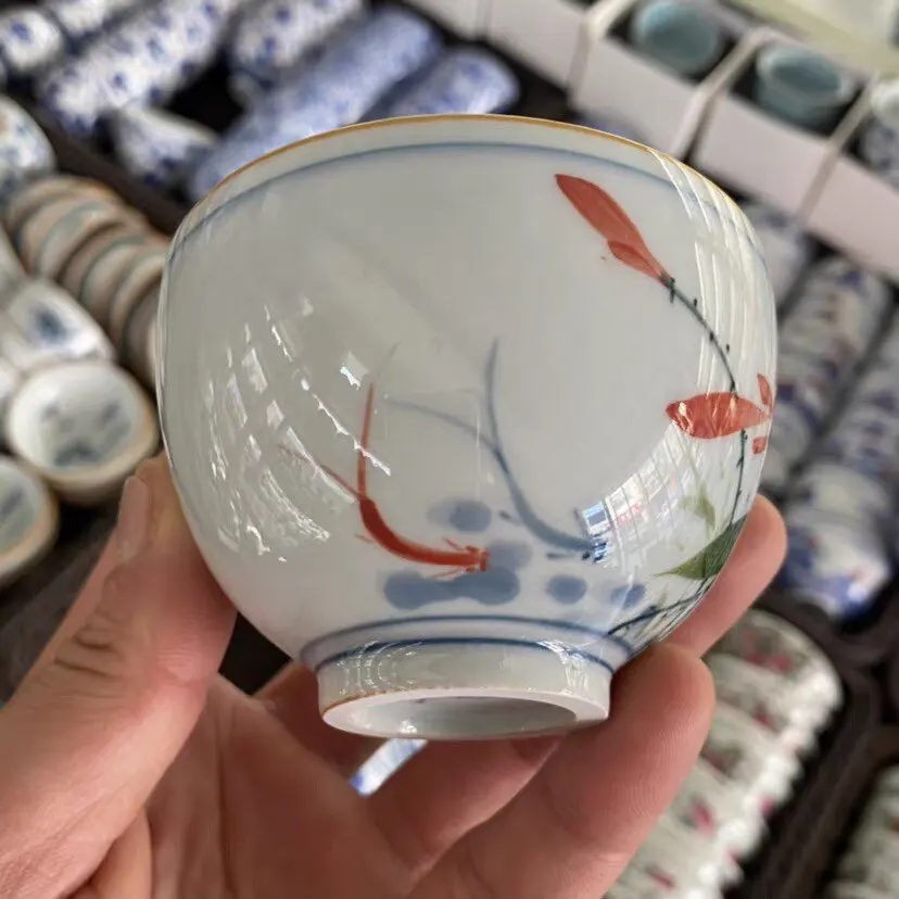 Jingdezhen Ceramic Grass Hand Painted Tea Cup Household Cup Single Cup Pressure Bottle Savoring Cup