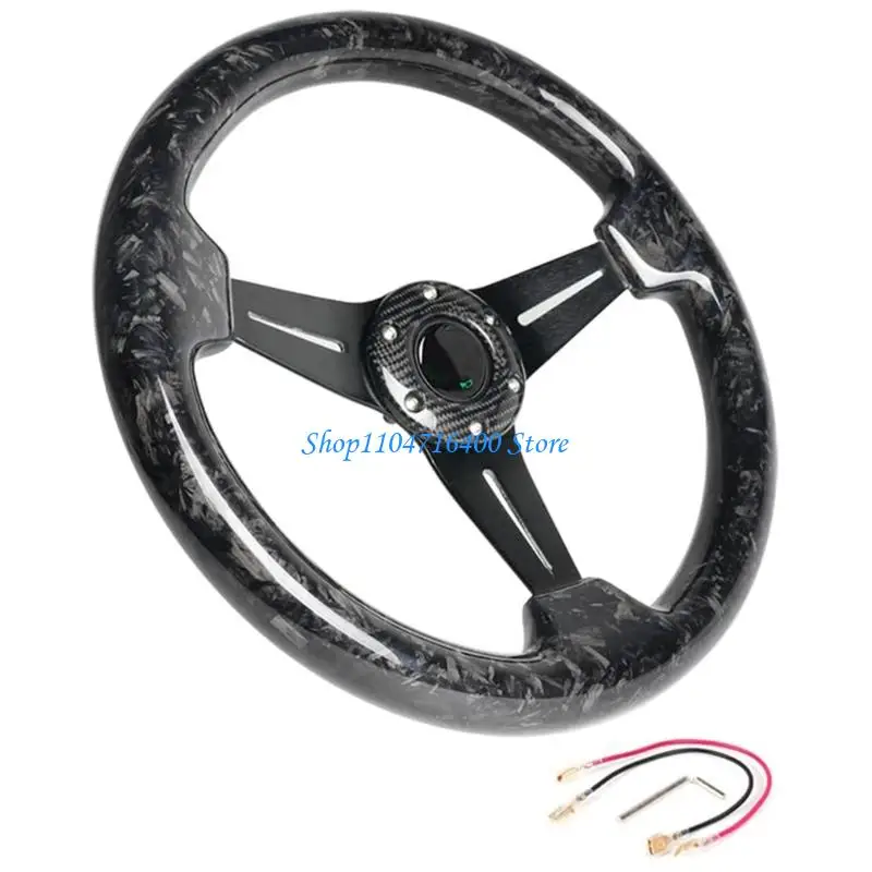 y1gd Universal 14 Inch Forging Carbon Fiber Steering Wheel Suitable For Vehicle With Aluminum Alloy Spokes Smooth Grip