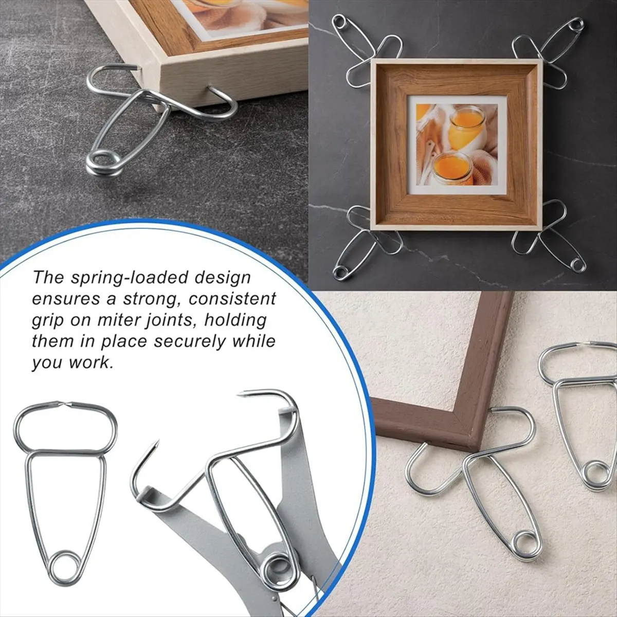 【WSFS】 Miter Spring Clamps Kit 13 Miter Clamps with Spring Loaded Pliers for Woodworking Picture Frames Wood Trim Moldings