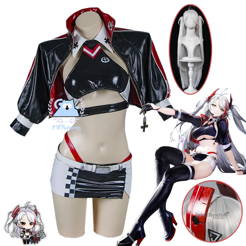 Presell Azur Lane Prinz Eugen Cosplay Costume Final Lap Prinz Eugen Race Queen Cosplay Outfit Sexy acket  Women Halloween Party