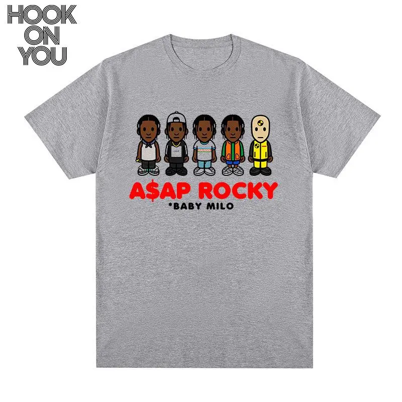 

Футболка с коротким рукавом ASAP ROCKY в стиле хип-хоп, хип-хоп, рэп, забавный уличный мультфильм для мужчин и женщин, рэп, тот же стиль, американский стиль
